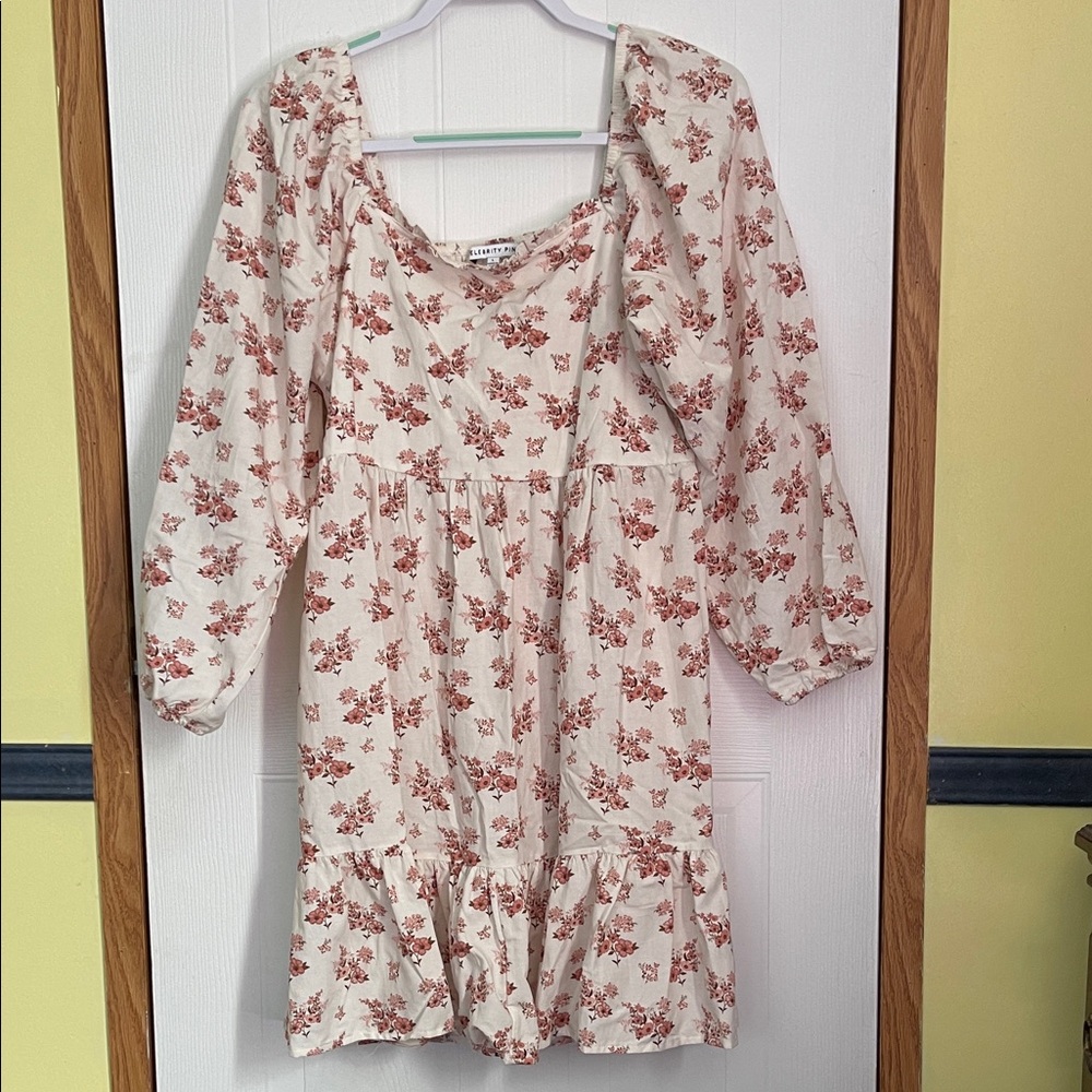 Celebrity Pink Floral Blouse with Ruffle Trim